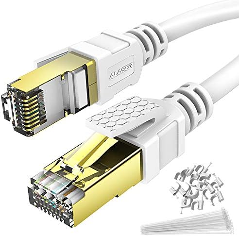 Ethernet Cable 2M Cat 8 Cable Alaser High Speed 2000MHZ 40GBPS Internet Network LAN Patch Cords Shielded Durable Gold Plated RJ45 Connector for Gaming PC TV PS4 Modem Router Mac Laptop Xbox Movie