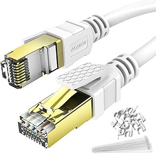 Ethernet Cable 2M Cat 8 Cable Alaser High Speed 2000MHZ 40GBPS Internet Network LAN Patch Cords Shielded Durable Gold Plated RJ45 Connector for Gaming PC TV PS4 Modem Router Mac Laptop Xbox Movie