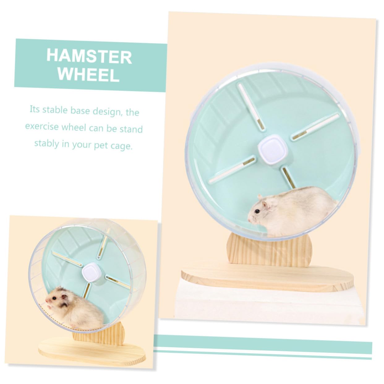 Leises Hamsterrad für Hamster und Igel mit Stabilem Abs Holzgestell 20cm Geräuschloses Laufrad für Kleintiere im Käfig und Haushalt