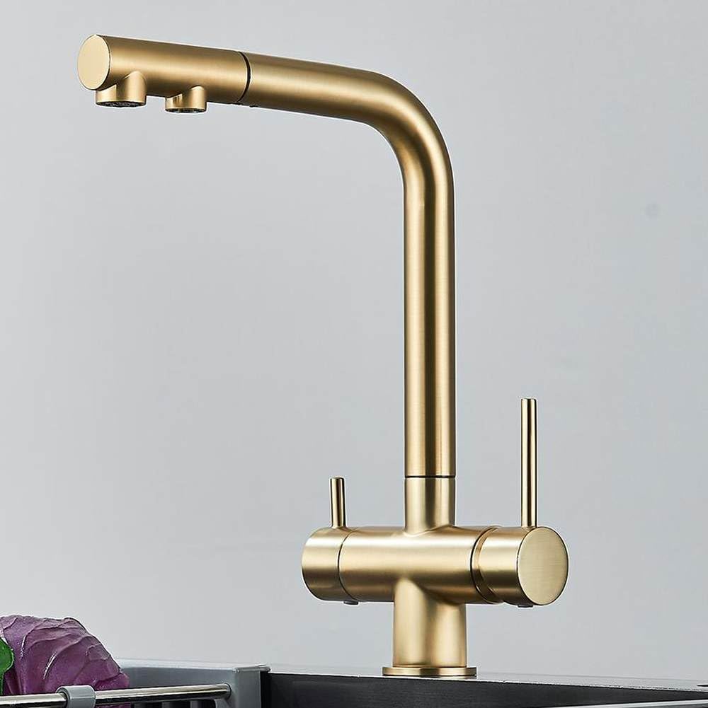 HTTGDGDH Water Purifier Kitchen Black Pull Out Flexible Filter S Brass 2 In 1 Hot Cold Mixer Tap,Chrome,