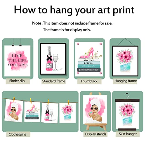 Fashion Wall Art Prints Set Of 6 Canvas Modern Famous Women Posters Fashion Wall Decor Champagne Lips Books High Heels Perfume Pictures Photos For Room (8"X10" Unframed) #TOP2