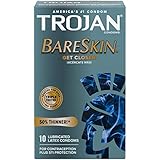 Trojan Sensitivity Bareskin Lubricated Latex Condoms , 40% Thinner than Standard , (10 Count)