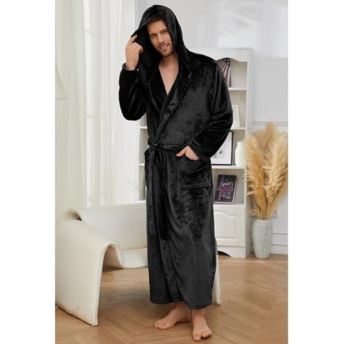 U2Skiin Mens Hooded Robe, Full Length Plush Robe For Men Big And Tall Fleece Bathrobe thumb #3