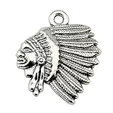 NEWME 30pcs Indian Chief Head Charms Pendant for DIY Jewelry Wholesale Crafting Bracelet Necklace Ma