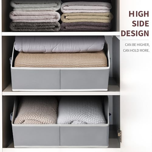 Image of Homsorout Large Storage Bins Baskets - 6 Pack Closet Storage Cubes, Fabric Baskets for Organizing, Cube Organizer Bins with Handles, Foldable Boxes for Clothes, Towels, Grey
