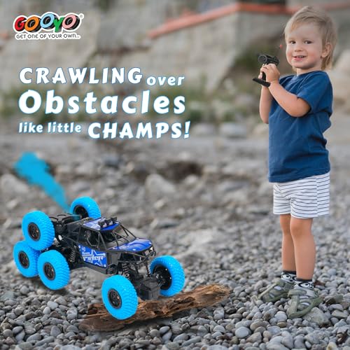 Image of Gooyo GY-104SP Hi-Speed Rechargeable Remote Control Rock Crawler Car with Smoke | 8 Tyres Monster Truck with Spray | 4x4 Off-Road RC Car Toy | Assorted | in-Built Battery | Gift Box Packaging