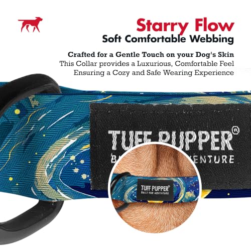 Image of Tuff Pupper Premium Adjustable Dog Collar, Stylish Pattern Collars Designed in USA, Quick Release Buckle, Starry Flow Large (1 Inch Wide x 18-26 Inch Neck)