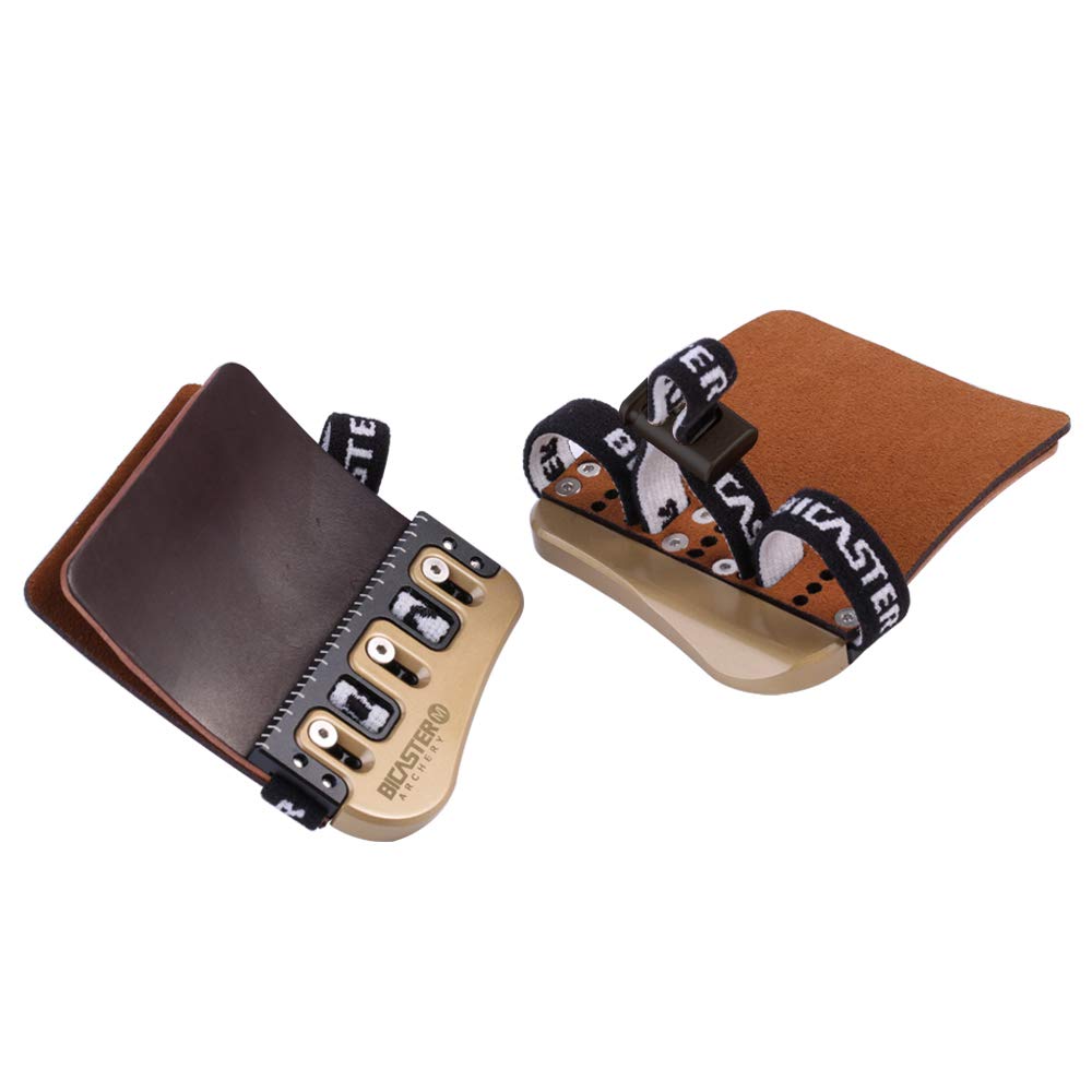 BICASTER Barebow Horween Cordovan Cuir + Laiton Protège-Doigts pour tir à l'arc Main Droite
