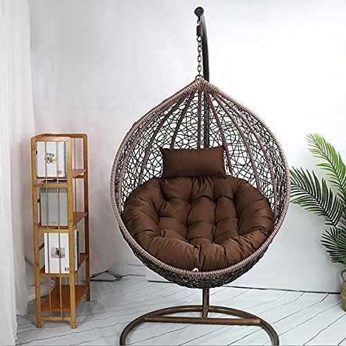 Image of KYNE Microfibre Cushion for Hanging Basket Round Shape Swing Chair Cushions for Outdoor Egg Swing Chair Garden Swing, Seat Padded Pillow Cushion (Brown)