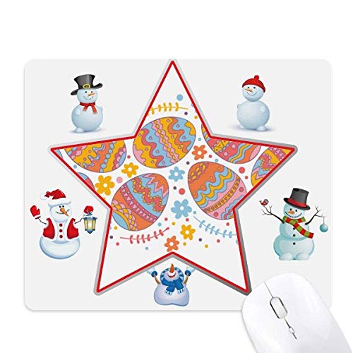Tapis de souris œufs de Pâques et étoile bonhomme de neige coloré
