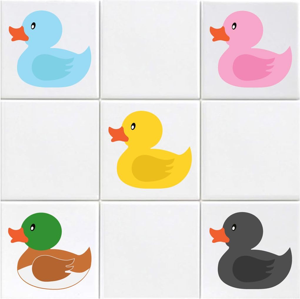 Hodge Creations Yellow Rubber Ducks Pack Of 15 Vinyl Tile Stickers Bathroom