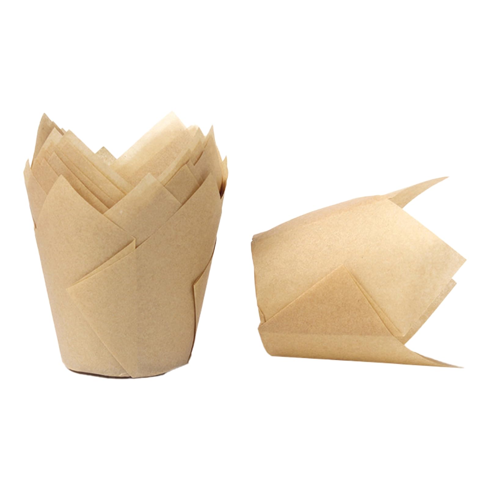 matumou 50Pcs Tulip Flower Shape Muffin Cup Disposable Holiday Party Cupcake Liner Kitchen Tools Cupcake Liner