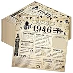 Eiapadeor 80th Birthday Paper Napkins - 50 Pcs 80th Birthday Cocktail Paper Napkins Back in 1946 Vintage Themed Disposable Tableware for Women Men Her 80 Year Old Party Supplies 6.3 x 6.3 inch Folded
