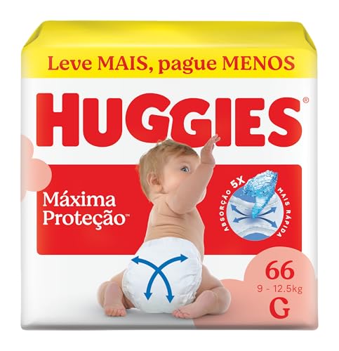 Fralda Descartável Huggies Máxima Proteção Tamanho G 66 unidades ...