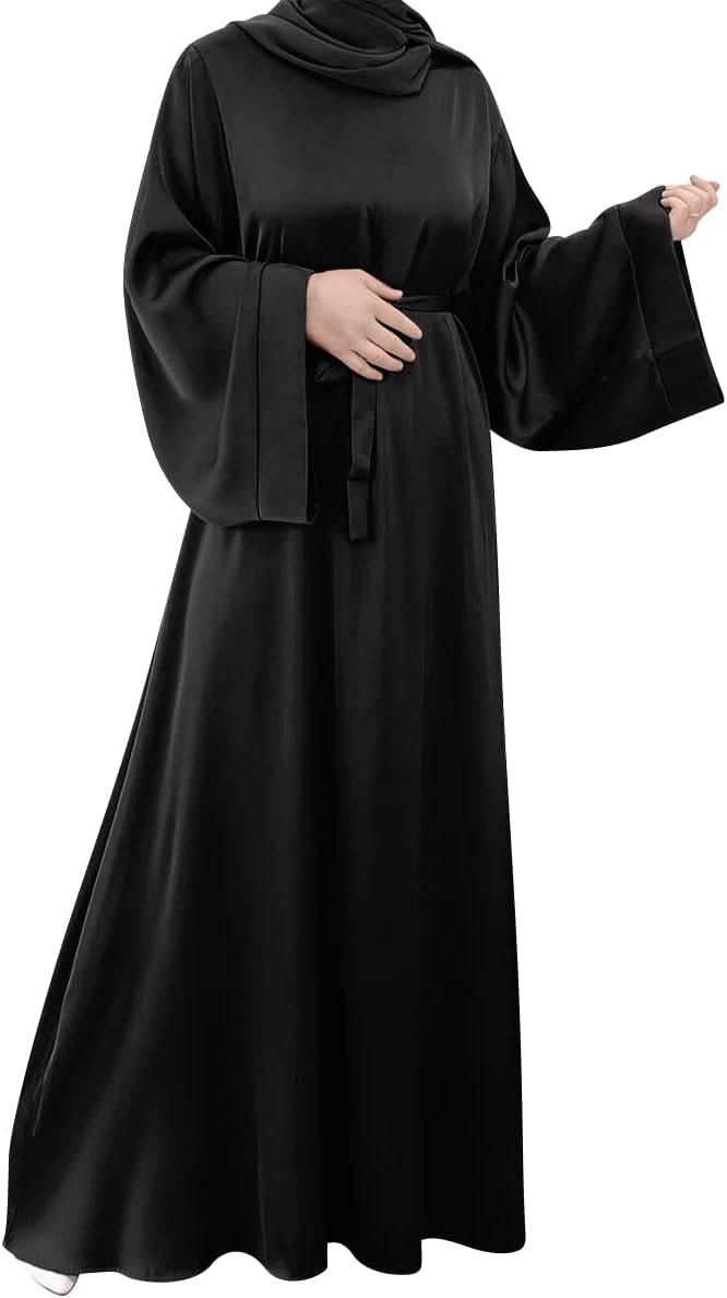 IBTOM CASTLEWomen Muslim Abaya Dress Dubai Burka Modest Islamic Robe Thobe Long Sleeve Maxi One Piece Prayer DressKaftan Arab Jilbab Arabic Full Length Dress