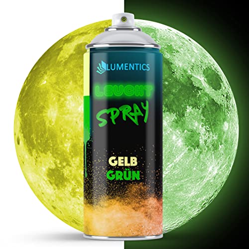 LUMENTICS Leuchtspray Gelb-Grün - Sprayfarbe mit Nachleuchteffekt - Leuchtet im Dunkeln - Made in Germany - 400 ml Spraydose mit Zusatz-Cap