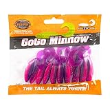 FLE-FLY Go Go Minnows Soft Plastic Baits with Vibrating Curl Tail (2.5 Inch, Pink/Purple)