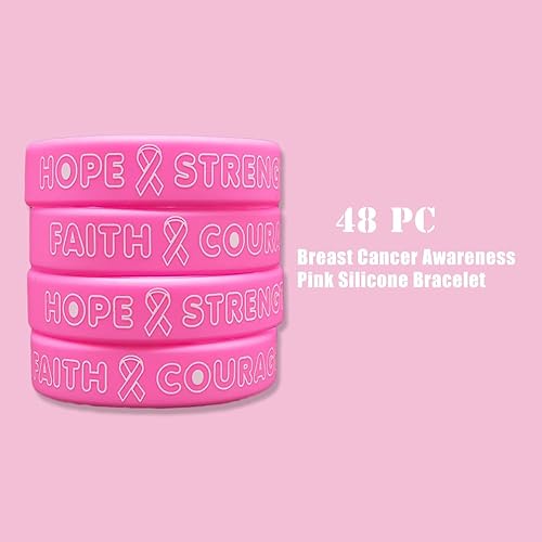 Miniatura 2 de AOGU Pulseras de goma con cinta rosa para concientización sobre el cáncer de mama para apoyo y cuidado unisex para mujeres