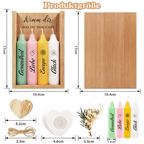 TUZELIYA Kerzenset mit Kerzenständer, Geschenke für Frauen, Geschenke für Mama Freundin Schwester Kollegin zum Geburtstag, Nimm dir was du brauchst Kerzen, Rituals Geschenkset Frauen, Holzbox Deko