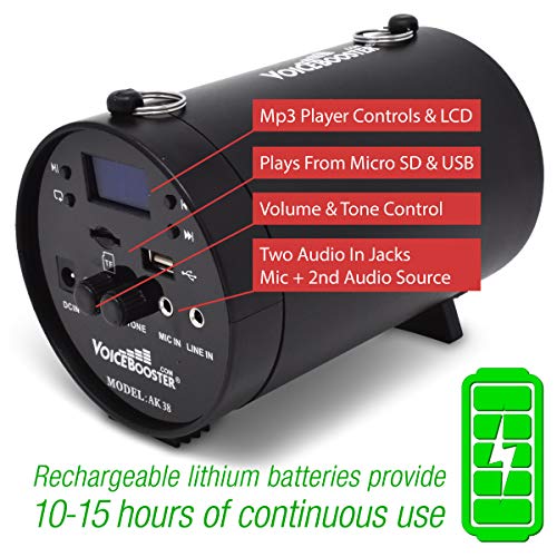 Voicebooster Voice Amplifier & Mp3 Player & Fm Radio 25Watts Black Mr-Ak38 By Tk Products,Portable, For Teachers, Coaches, Tour Guides, Presentations, Costumes, Etc. #TOP3
