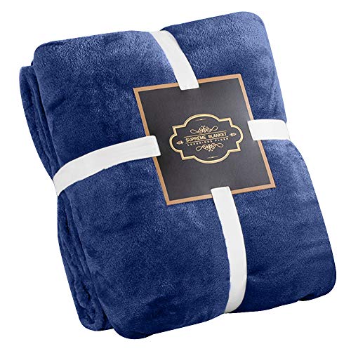 Doubleblack Manta Terciopelo Cama Sofá Batamanta de Franela Suave Cálido Microfibra Blanket Polar Pelo Invierno para Hogar Oficina Grande (Azul, 150_x_200_cm)