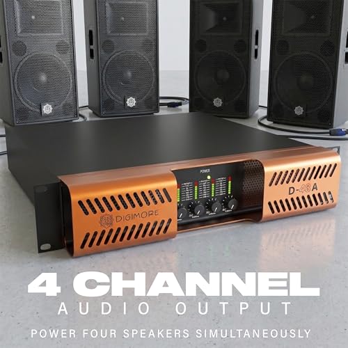 Image of Digimore 4-Channel Class-H Power Amplifier | 800Wx4 @ 8Ω, 1200Wx4 @ 4Ω | 1500Wx2 @ 8Ω & 2700Wx2 @ 4Ω Bridge | Damping >600 | 4-Large Cooling Fans | 3-Year Warranty | DJ & Live (D-48A)