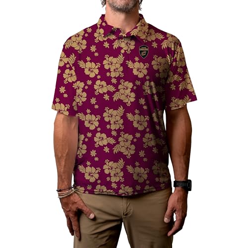 Cleveland Cavaliers NBA Officially Licensed Short Sleeve Performance Polo Floral, Medium Team Color