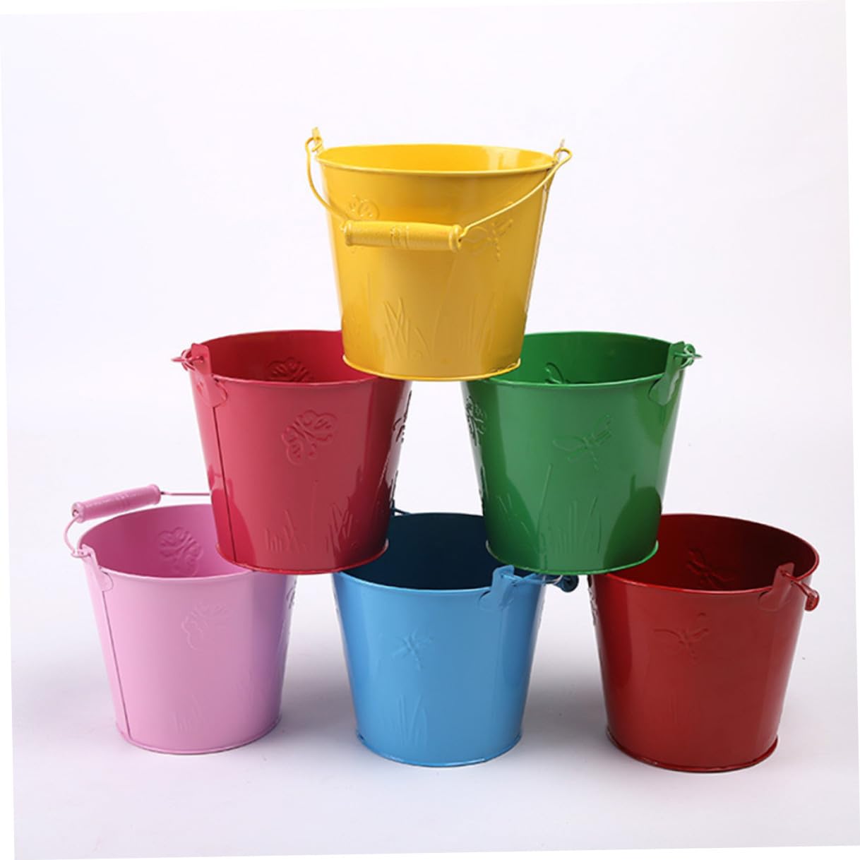 Seau de Plage pour Garçon et Filles 6pcs en Tinplate, Jouet de Plage Léger | Vacances, Jouet Exterieur à Sable Extérieur, Jouets de Sable et Eau Tout-petits Couleur Aléatoire