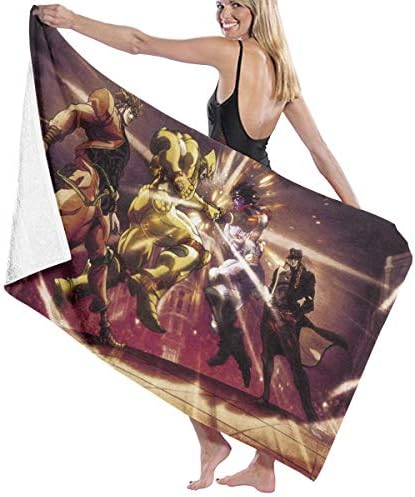 HEARTMAKE JoJo's Bizarre Adventure-Star Platinum Anime Cotton Beach Towel Luxury Microfiber Absorbent Bath Towels Quick-Drying Towel Blanket for Women,Kids
