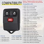 Keyless Entry Remote Key Fob Compatible with Ford F150 F250 F350 Escape Expedition Explorer Ranger, Lincoln, Mercury, Mazda and More, Replacement for CWTWB1U331 CWTWB1U345, 3 Button (Pack of 2) - Image 2