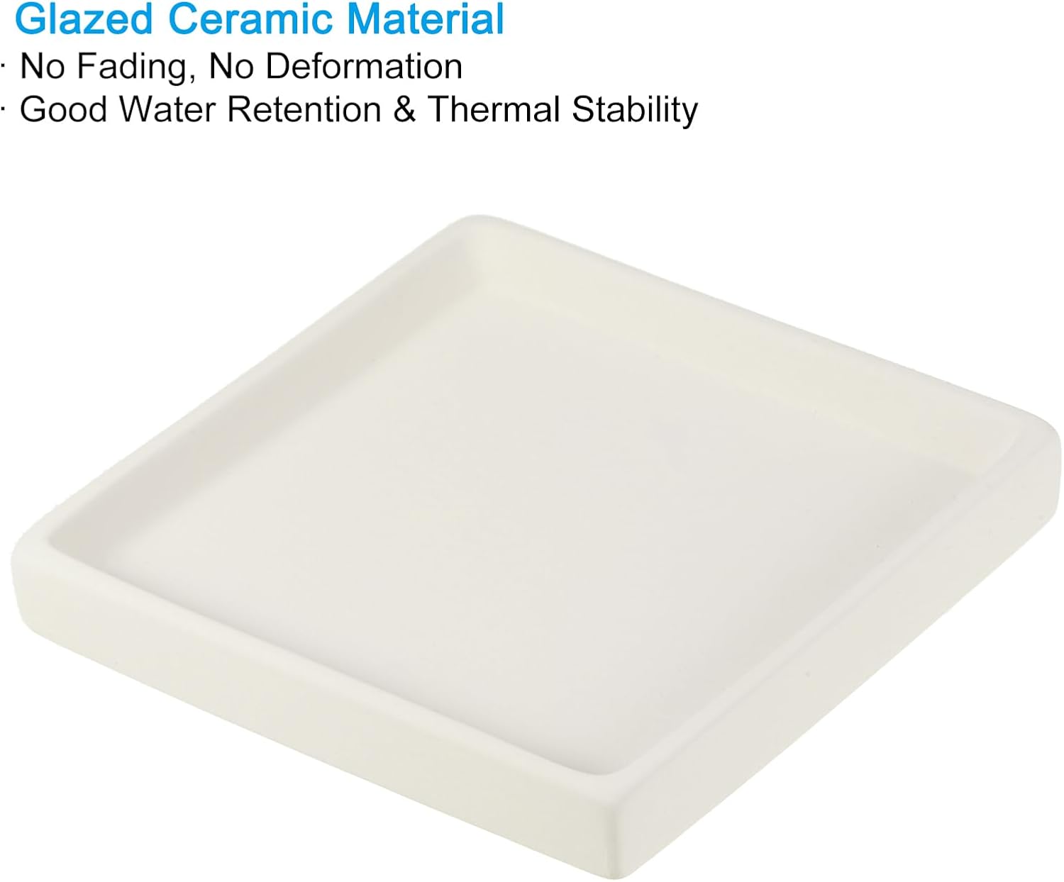 PATIKIL Plant Pot Saucers 5 Inch, 3 Pack Ceramic Square Flower Drip Tray for Indoor Outdoor, Beige