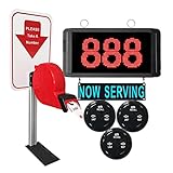 Queue Calling System Restaurant Pager Waiting Number Calling System Queue Management System Loud Speakers 3-Digit Display Call Host Display Screen Counter Caller for Restaurant/Cafe/Clinic/Bank
