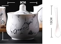Vista 2 de 123Arts Cerámica Marbling Azúcar Sal Pimienta Tarro de almacenamiento de condimentos con tapa y cuchara