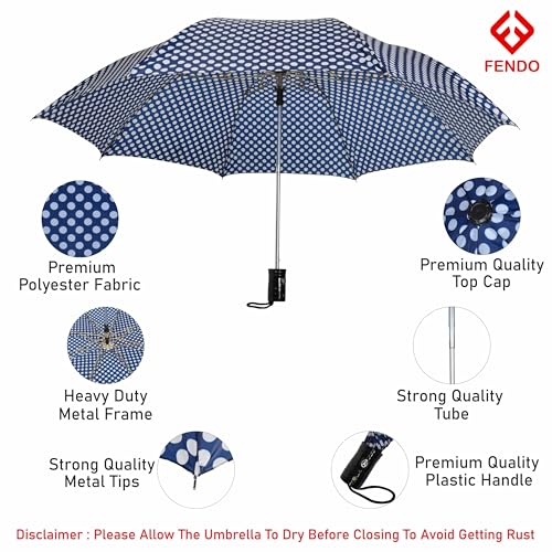 Image of Fendo 24.5 Inch 2 Fold Umbrella for Men & Women | Windproof & Waterproof Umbrella | Foldable Travel Umbrellas with Strong Frame | Ideal for Everyday Use