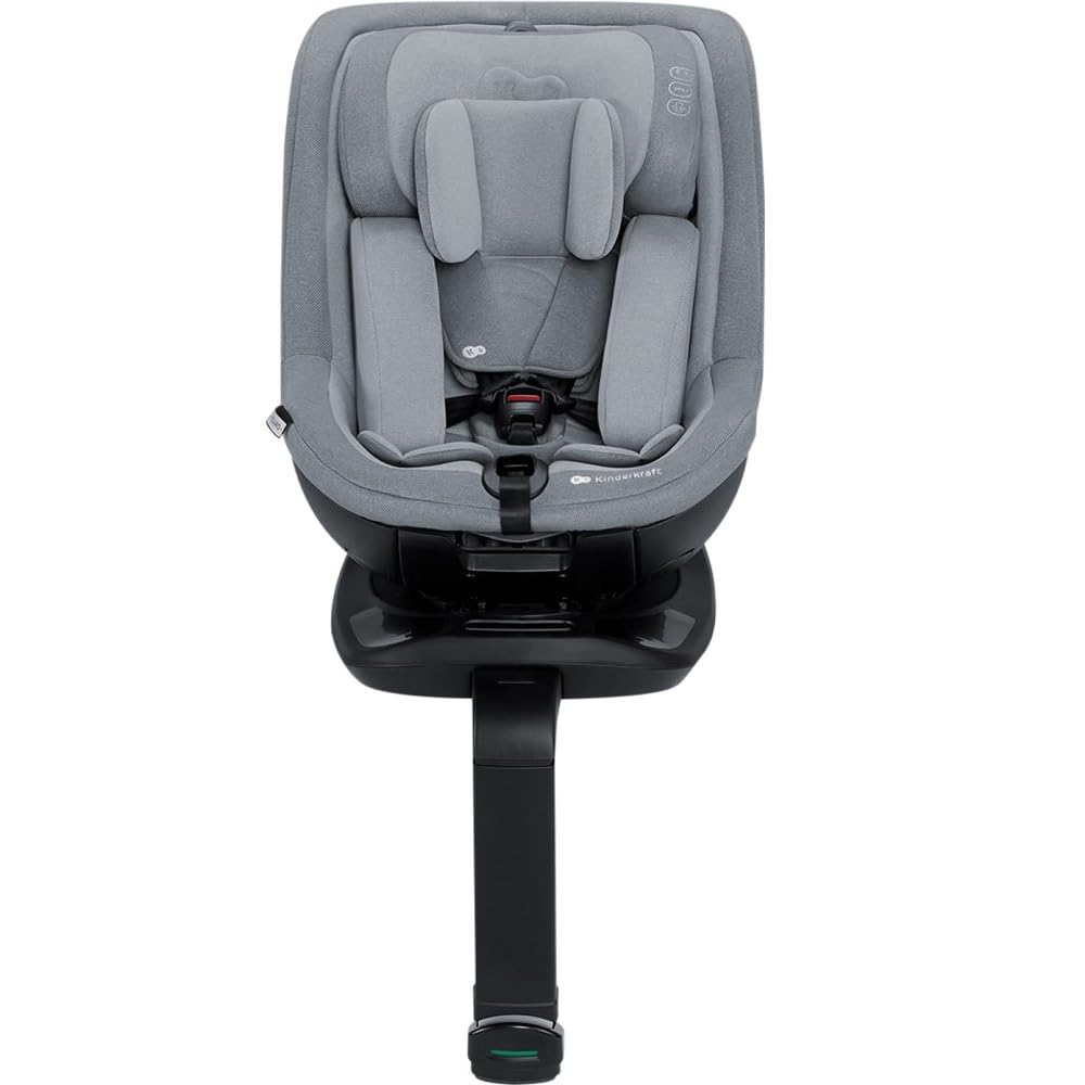 Kinderkraft I-GUARD Fotelik Samochodowy od urodzenia do 4 lat, I-SIZE 40-105 cm, Dedykowane systemy bezpieczeństwa, Rama antyrotacyjna, obracay o 360 stopni, Regulowany zagłówek oraz pasów, Szary