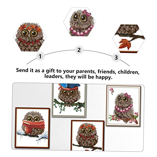 Broderie de chouette point de croix HAPINARY 2 ensembles complets imprimés pour salon - 4