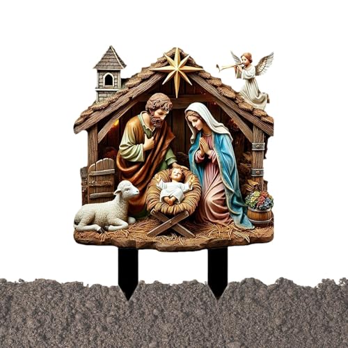 Krippen-Hofpfahl,Krippen-Hofpfähle,2D Weihnachts-Acryl-Jesus-Zeichen...