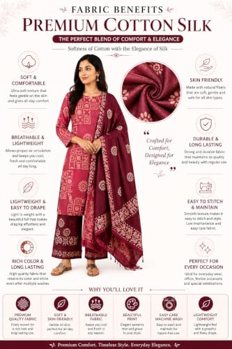 Image of HAIDER ALI AND SONS Women's Cotton Silk Batik Print Unstitched Salwar Suit Dress Material with Dupatta | Bhagalpuri Handloom Fabric | Casual, Office & Festival Wear