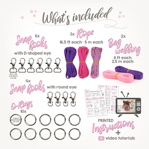 Kit de cabestro de caballo para pasatiempos con cuerda rosa 4