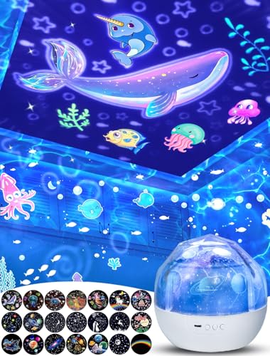 Image of 21 Sets of Films, Projector Night Light for Kids Bedroom, Ceiling, Night Light for Kids, Star Galaxy Projector for 1-14 Years Old Baby Girls with 360° Rotation for Christmas, Baby Nursery, Room Decor