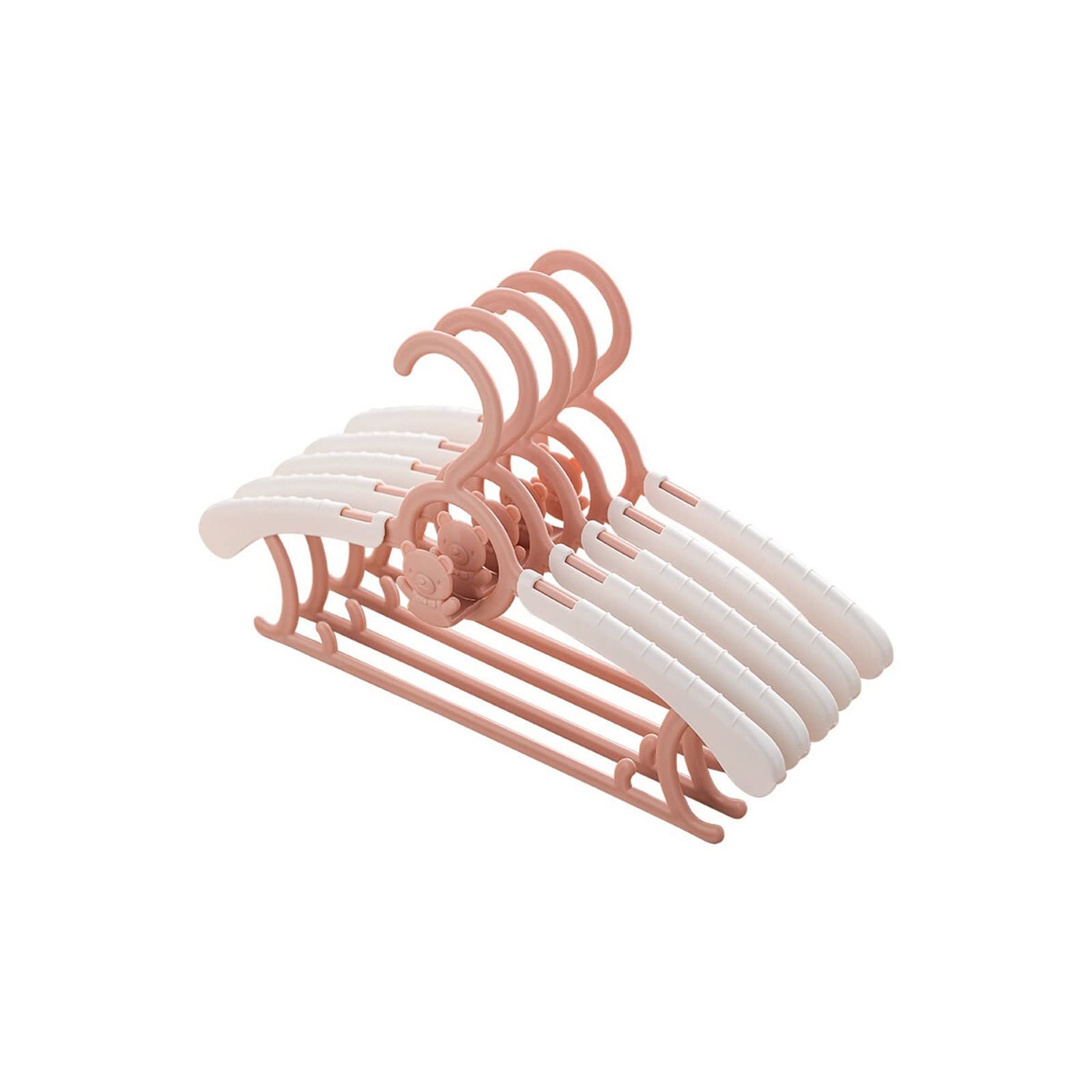 JINGYAN Standard Hangers 5PCS Clothes Hanger Windproof Non-slip Coats Clothing Organizer Racks Adjustable Plastic Display Hangers(Pink)
