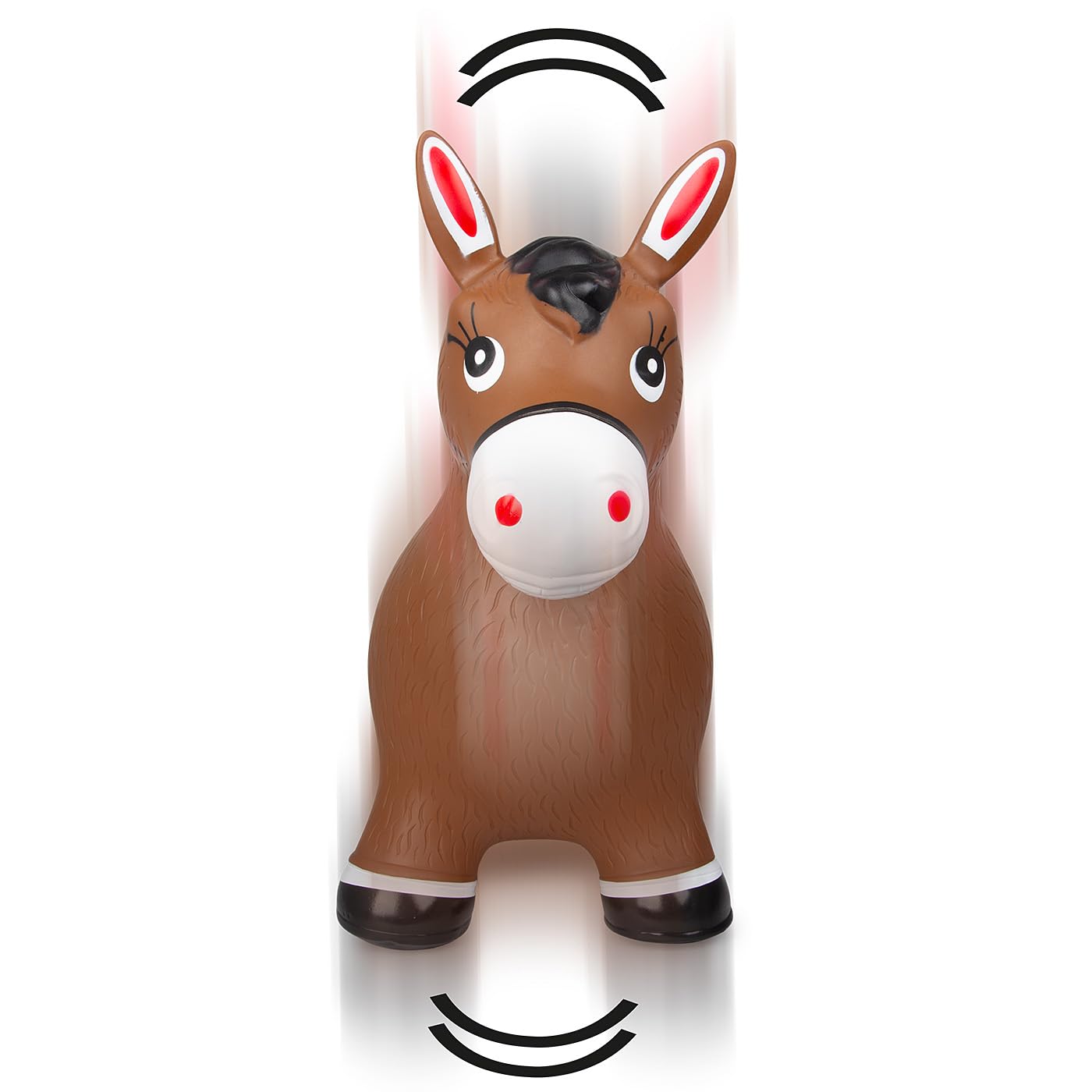 Jamara 460597 - Animal Saltarín Caballo Marrón con Bomba – Peso hasta a 50 kg, Orejas como Soporte, Resistente, Promueve el Sentido del Equilibrio, Simple de Limpiar