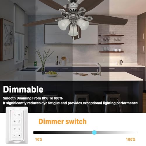 Image of Smart Universal Ceiling Fan Remote Control Kit with Receiver, White | Fan Remote Wall Control with Light Dimmer, 3 Speeds, Time Delay, Compatible with Alexa, Google Assistant and Smart Life APP