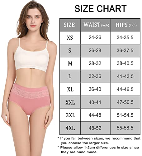Havvis Women's Briefs Underwear Cotton High Waist Tummy Control Panties Rose Jacquard Ladies Panty Multipack (Brief 05-8 Pack - Assorted Colors, Small) #TOP5