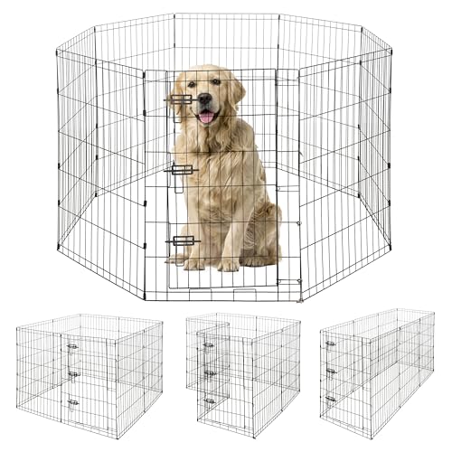 foldable outdoorindoor pet playpen with gate available in 36 inch height metal portable kennel heavy-duty exercise fence cage 8 panels for large dog animals