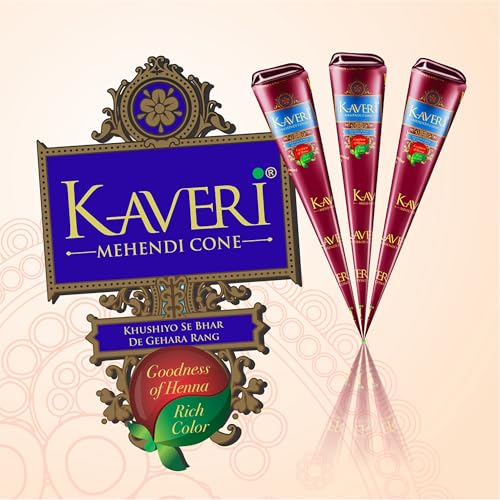 Image of Kaveri Mehendi Cone Natural Henna For Hand Design And Temporary Tattoos (3 Box = 36 Cone)
