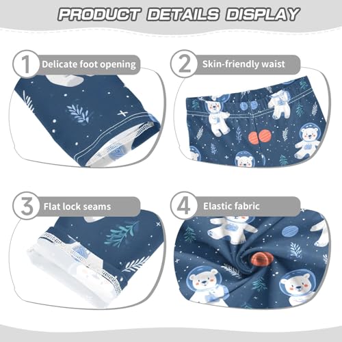 Astronaut Cute Bear Planet Girls Leggings Ultra Soft Compression Yoga Gym Pants for Kids 4-10T3