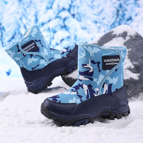 IWIHMIV Boys Hiking Boots Girls Outdoor Short Boots Non Slip Thickened Warm Comfortable Work Ankle Boots4