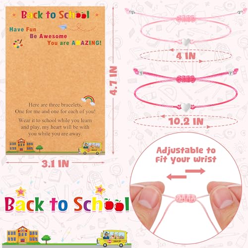 Image of EOBOH Back to School Supplies, Back to School Bracelet Mommy and Me, Prek Matching Wish Bracelets Set, Adjustable Bracelet for Boys Girls Gifts Stuff Bulk