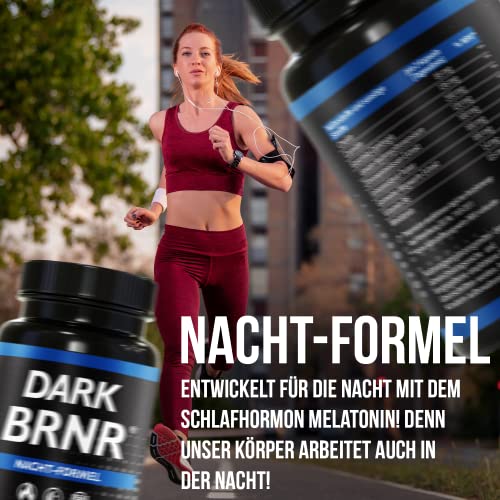 BRNR DARK BRNR Nacht-Formel mit Melatonin und L-Carnitin, Stoffwechsel-Rezeptur mit Cholin und Vitamin B6, 120 Kapseln
